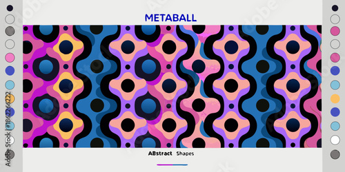 A vibrant abstract pattern featuring metaball shapes and bold color contrasts