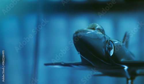 Tableau sur toile Backdrop featuring modern airplanes and high-tech elements