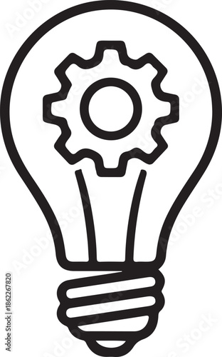 Light bulb with gear inside symbolizing ideas and innovation concept