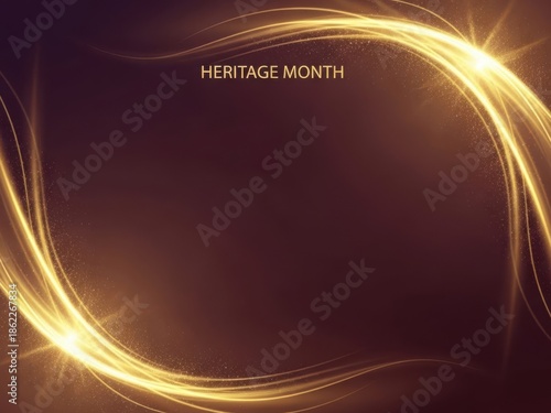Heritage Month Celebration Background with Golden Light Frame