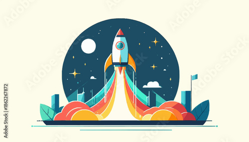 Startup Launch and Business Innovation Concept