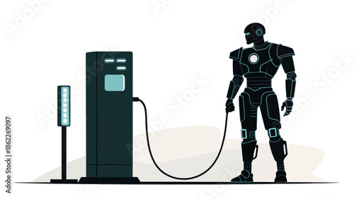Robot refueling at modern electric vehicle charging station
