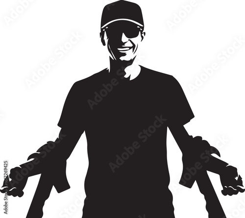 Man holding guns silhouette