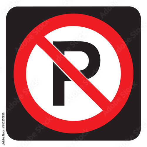 no parking sign with rectangle black shape