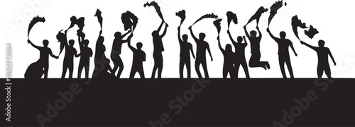 Celebrating victory on stage