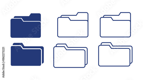 Set of Blue Folder Icons document Isolated On Transparent Background