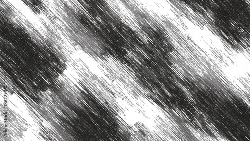 Abstract black and white brushstrokes create a dynamic textured pattern with varying line weights and directions