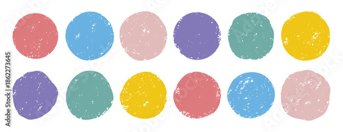 pastel watercolor circle textured set. Smear watercolour splash stain paints round collection. hand drawn boho color shape set.