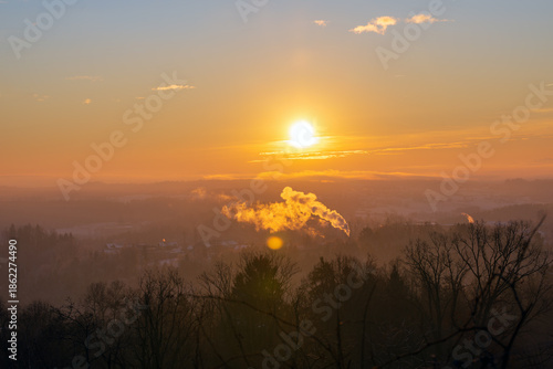 Sunrise over Styria, Austria in Winter