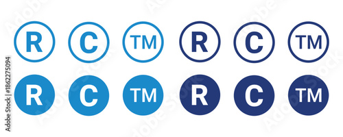 Registered Trademark Copyright Trademark Symbols Blue and Dark Isolated On Transparent Background