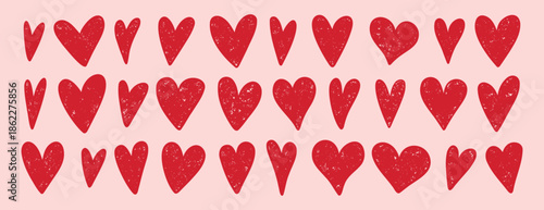 hearts hand drawn rough brush stroke texture hearts isolated set. Doodle hearts. Design elements for Valentines day