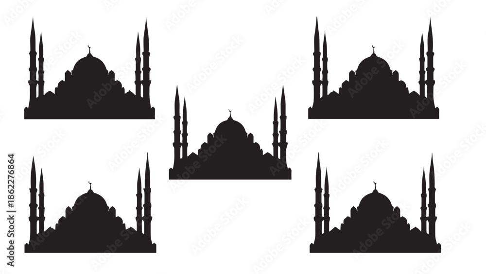 Fototapeta premium Ramadan mubarak silhouette mosque architecture islamic holy month of fasting