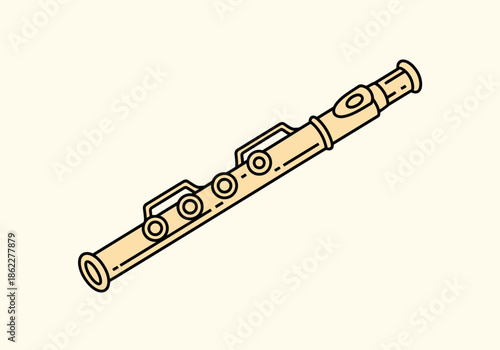 Illustration of a simple pale tan flute body with black outlines