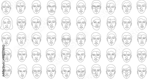 Collection of diverse faces for design and demographic projects