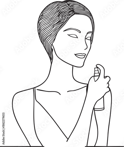 female mannequin using deodorant, illustration for print and online art