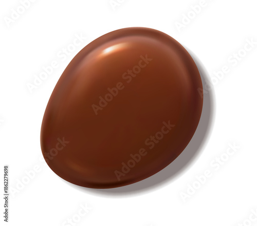 Chocolate candy drop with rounded shape and rich brown color. Isolated 3d vector realistic smooth and glossy cocoa blob, creamy milk sauce spot and hot melt caramel stain. choco confectionery droplet