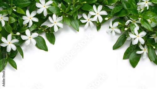 White Flowers Hang From a Green Branch on a Sunny Day in a Garden Setting