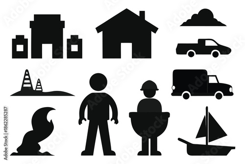 travel icons set vector