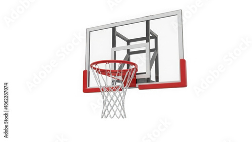 Modern basketball hoop with clear backboard