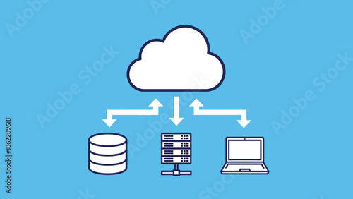 Data synchronization between cloud storage, database server, and laptop computer