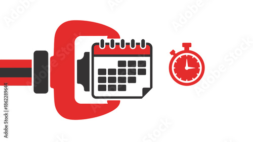 A calendar icon with a stopwatch beside it, symbolizing time management and scheduling