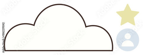 Cloud outline with a profile user icon and star symbolizing connection, recognition, and digital presence. Ideal for technology, communication, networking, leadership, goals, creativity achievement