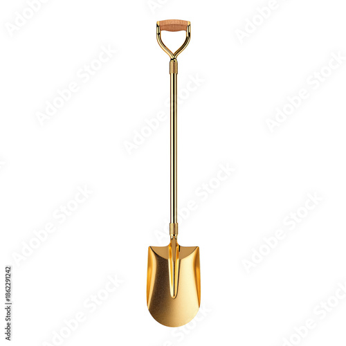 Small Gold Shovel for Gardening or Digging Tasks in a Bright Setting