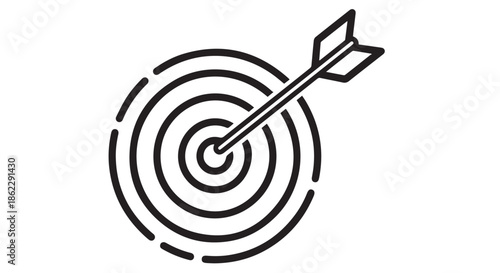 Target with an arrow in the bullseye isolated on transparent background