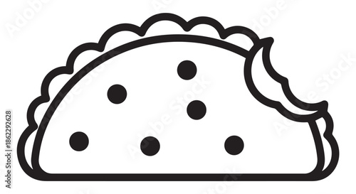 Bitten taco icon with polka dots isolated on transparent background