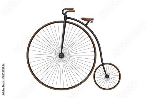 Vintage Penny Farthing Bicycle in Classic Illustration Style with Earthy Tones on White Background for Cycling Enthusiasts
