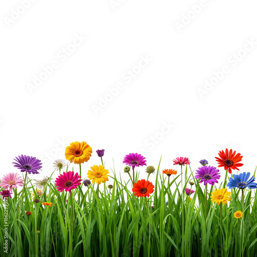 Colorful Flowers in a Green Field Under Bright Light During Daytime