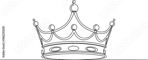 Elegant royal crown line art illustration symbol of luxury monarchy power prestige isolated black white vector design icon