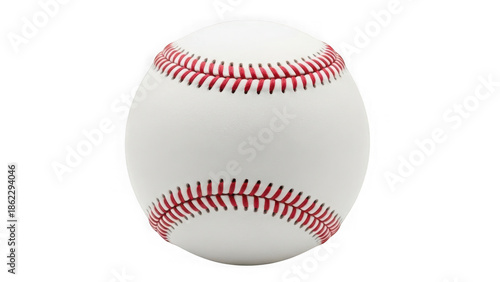 Single white baseball with red stitching