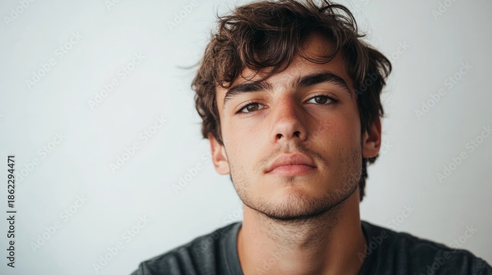 Fototapeta premium young white man looking at the camera generative ai