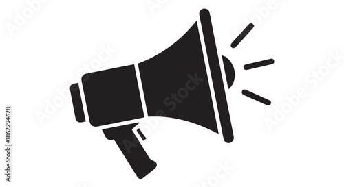 Black silhouette of a megaphone, isolated on transparent background