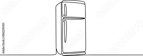 Refrigerator continuous one line drawing vector illustration, one line Art icon drawing