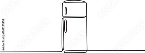 Refrigerator continuous one line drawing vector illustration, one line Art icon drawing