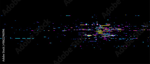 Abstract glitch background vector with digital signal interference. Digital noise effect with colorful pixel error for modern graphic design.