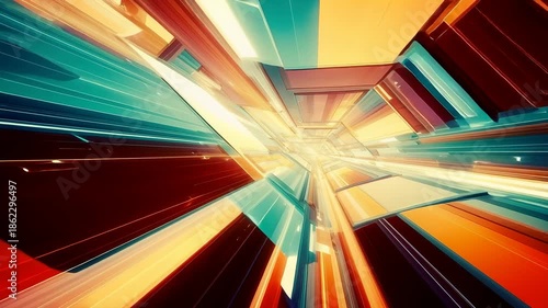 Futuristic abstract background: rapid flight through a crystalline structure, symbolizing high speed data transfer and digital technology