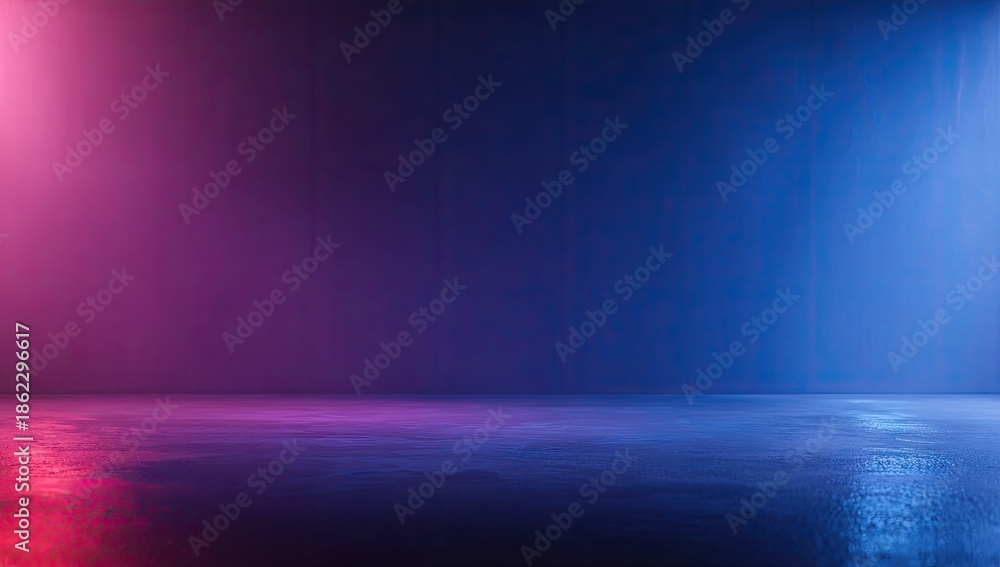 Obraz premium Empty with colorful lighting on floor and wall.