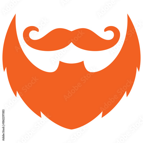 Stylized orange beard and mustache graphic illustration, a vibrant symbol of masculine style and grooming.
