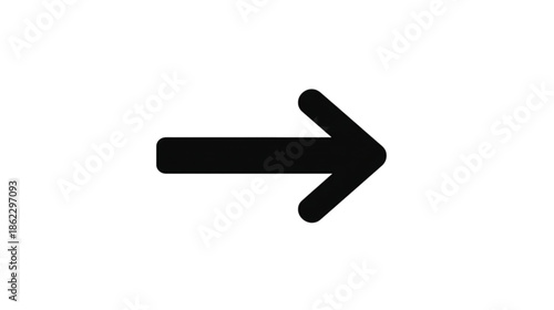 Black Arrow Pointing to Right Side Isolated on transparent background.