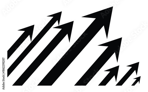 Arrows up growth progress increase icon set rising success business concept