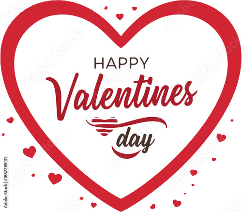 Wallpaper Mural Red heart outline with happy valentine's day text in black on a white background for greeting cards
 Torontodigital.ca