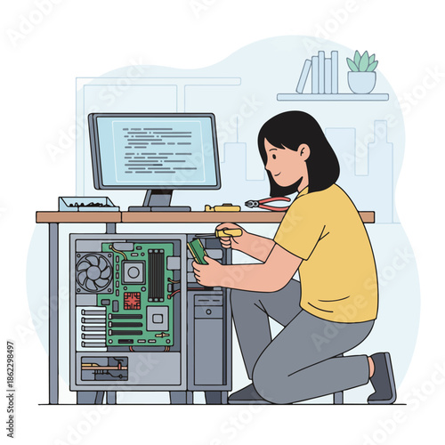 Computer Repair Technician Illustration