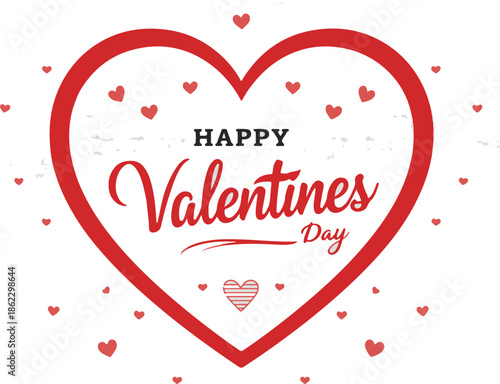 Wallpaper Mural A beautiful valentine's day greeting card with a heart shape and red hearts surrounding the text 'Happy Valentine's Day in a elegant black cursive
 Torontodigital.ca