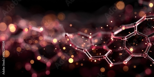 Abstract red molecular structure with glowing bonds