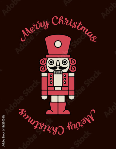 Nutcracker Merry Christmas Vcetor Illustration.