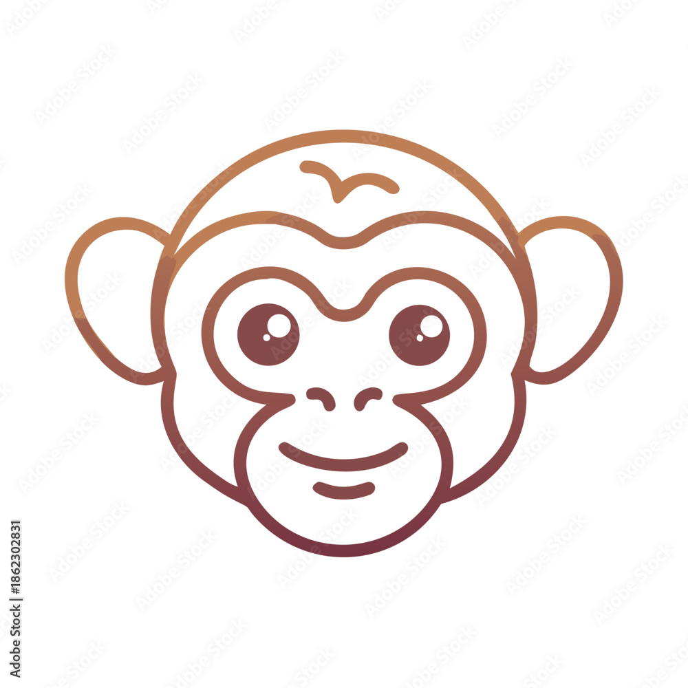 Fototapeta premium Colorful monkey face illustration with gradient effect