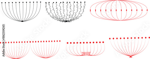 A visual representation of a parachute opening sequence in a dark setting